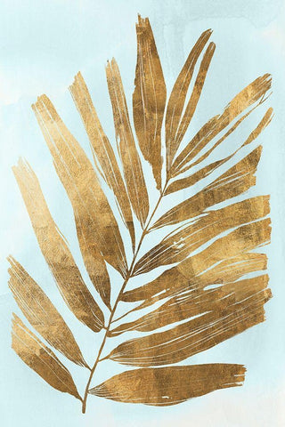 Golden Fern I White Modern Wood Framed Art Print with Double Matting by Woods, Maya