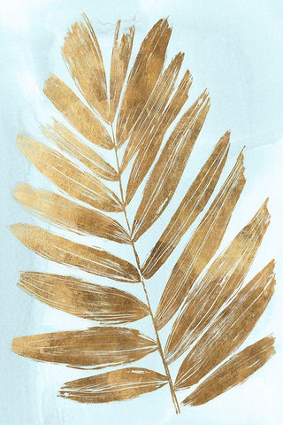 Golden Fern II White Modern Wood Framed Art Print with Double Matting by Woods, Maya