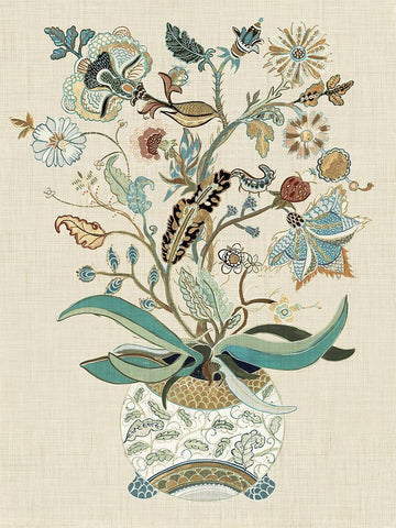 Fleur I White Modern Wood Framed Art Print with Double Matting by Woods, Maya