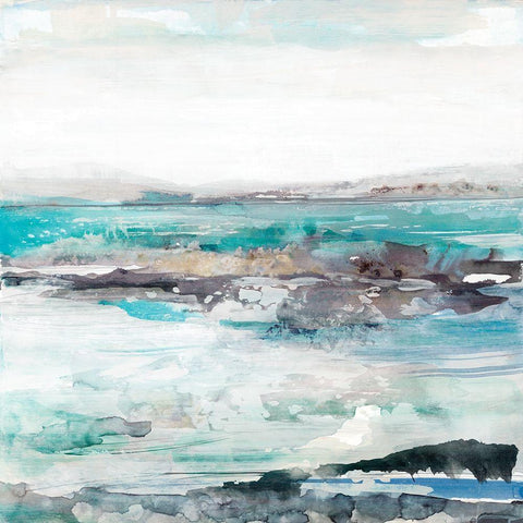 Sea Foam I White Modern Wood Framed Art Print with Double Matting by Woods, Maya