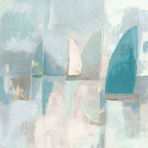 Blue Sails I Black Modern Wood Framed Art Print by Woods, Maya