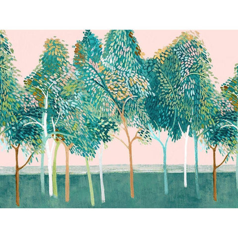 Shawree Forest II Gold Ornate Wood Framed Art Print with Double Matting by Woods, Maya