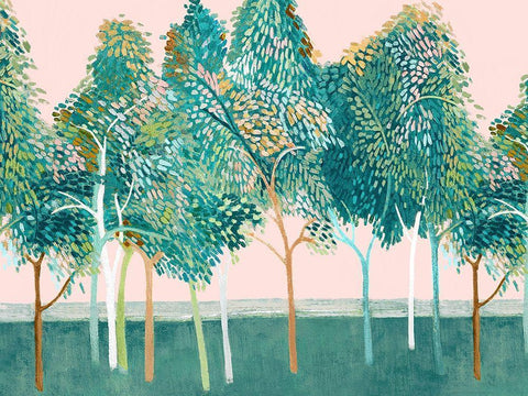 Shawree Forest II White Modern Wood Framed Art Print with Double Matting by Woods, Maya