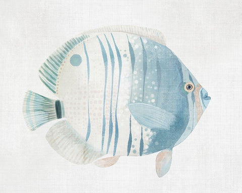 Blue SpotfishÂ  White Modern Wood Framed Art Print with Double Matting by Woods, Maya