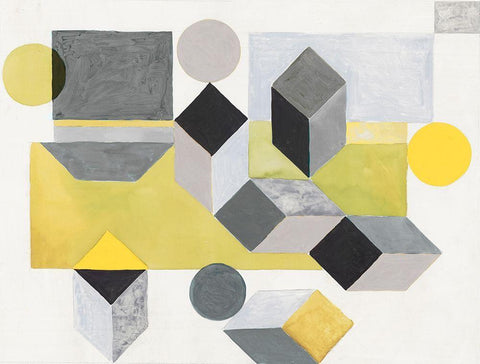 Our Own Paths I -Yellow Version White Modern Wood Framed Art Print with Double Matting by Woods, Maya