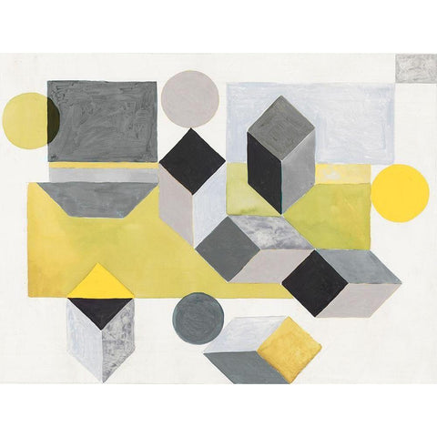 Our Own Paths I -Yellow Version Black Modern Wood Framed Art Print with Double Matting by Woods, Maya