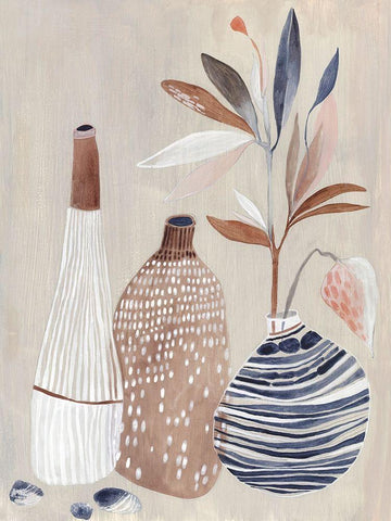 Summer Vase II White Modern Wood Framed Art Print with Double Matting by Woods, Maya