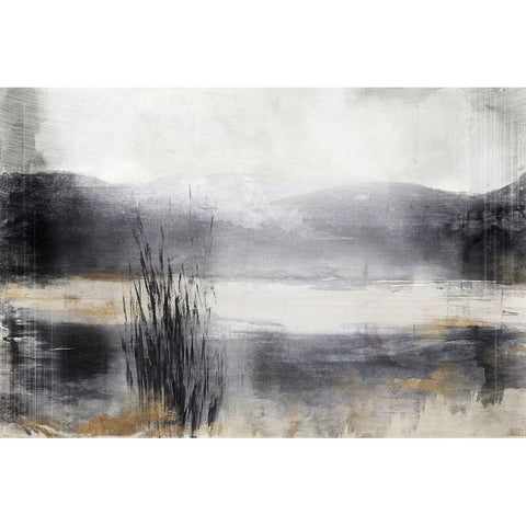 Still Blue Water I  Black Modern Wood Framed Art Print with Double Matting by Woods, Maya