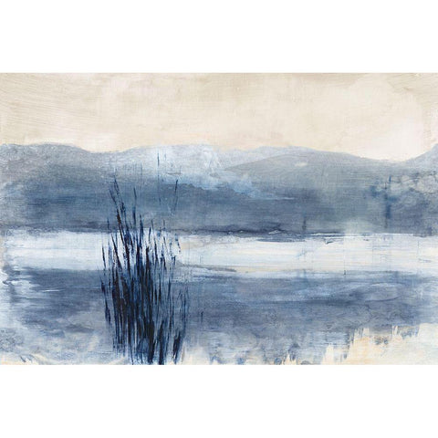 Still Blue Water I  Black Modern Wood Framed Art Print with Double Matting by Woods, Maya