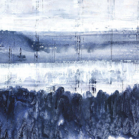 Indigo Landscape  White Modern Wood Framed Art Print by Woods, Maya