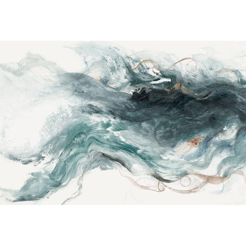Teal Haze Gold Ornate Wood Framed Art Print with Double Matting by Woods, Maya