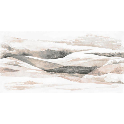 Blush Ripples  Black Modern Wood Framed Art Print with Double Matting by Woods, Maya