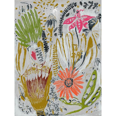 Tropical Blooms I  Gold Ornate Wood Framed Art Print with Double Matting by Woods, Maya