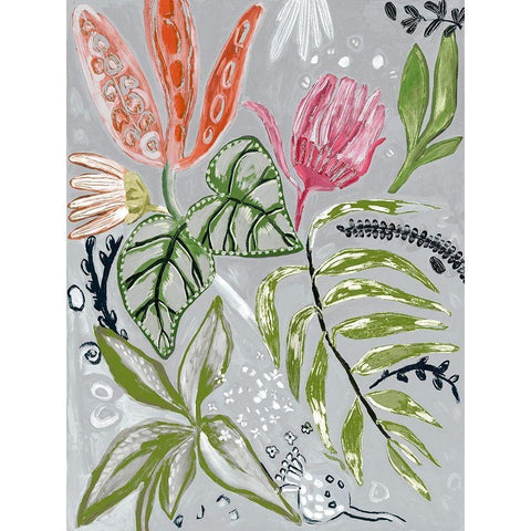 Tropical Blooms II White Modern Wood Framed Art Print by Woods, Maya