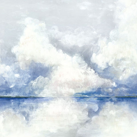 Blue Clouds Black Ornate Wood Framed Art Print with Double Matting by Woods, Maya