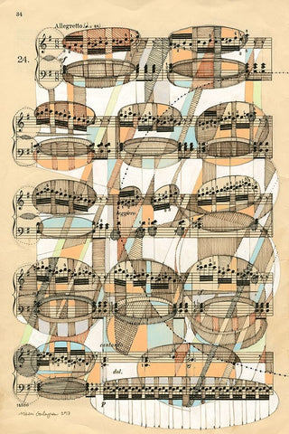 Geometry of Music Black Modern Wood Framed Art Print by Galapon, Nikki