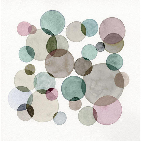 Small Moons White Modern Wood Framed Art Print by Galapon, Nikki