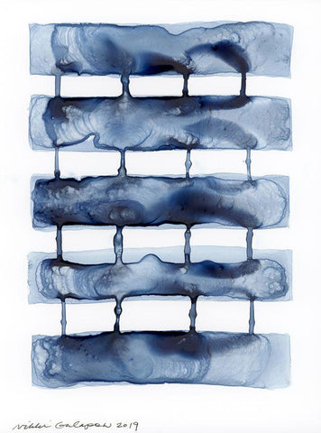 Stitched Together I White Modern Wood Framed Art Print with Double Matting by Galapon, Nikki