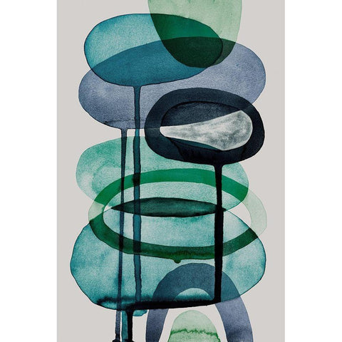 Blue Escape II Black Modern Wood Framed Art Print with Double Matting by Galapon, Nikki