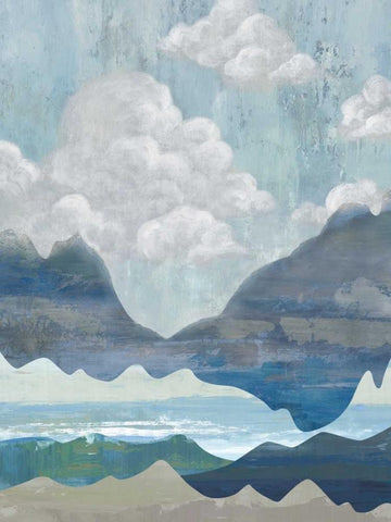 Cloudy Mountains I White Modern Wood Framed Art Print with Double Matting by Ciullini, Andrea