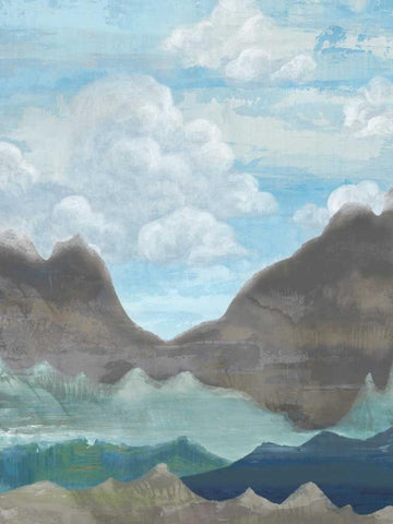 Cloudy Mountains II White Modern Wood Framed Art Print with Double Matting by Ciullini, Andrea