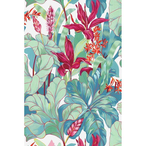 Tropical Flowers I  Gold Ornate Wood Framed Art Print with Double Matting by Egan, N.H.