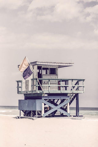 Miami Beach Lifeguard Tower Black Ornate Wood Framed Art Print with Double Matting by Haase, Andrea