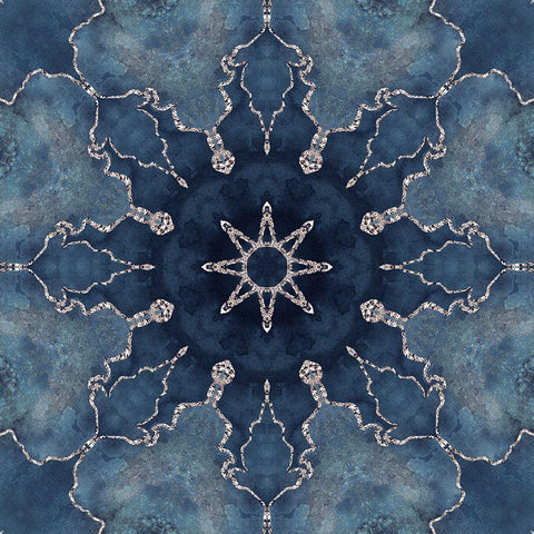 Navy Gold Tile II  Gold Ornate Wood Framed Art Print with Double Matting by Haase, Andrea