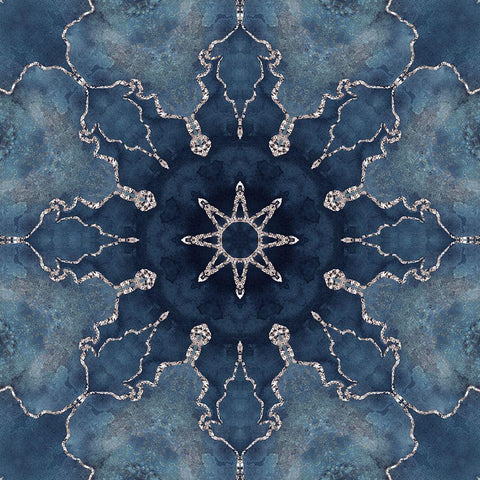 Navy Gold Tile II  Black Ornate Wood Framed Art Print with Double Matting by Haase, Andrea