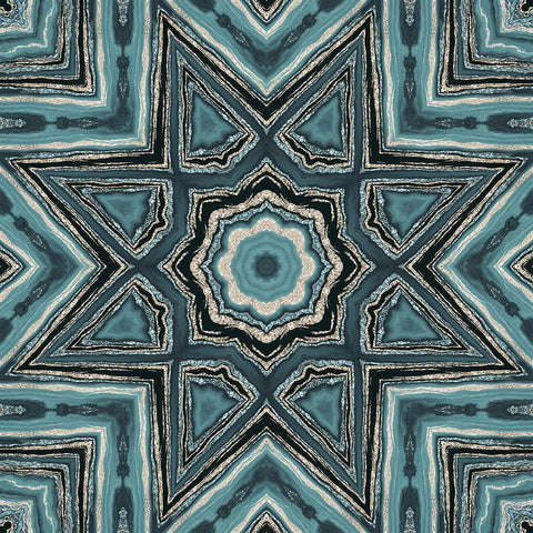 Gold Teal Tile I  White Modern Wood Framed Art Print with Double Matting by Haase, Andrea