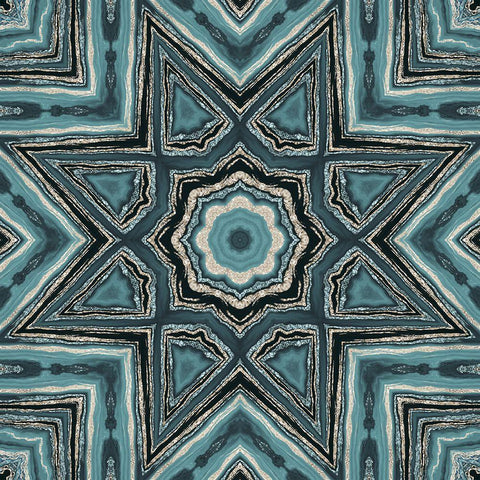 Gold Teal Tile I  Black Modern Wood Framed Art Print by Haase, Andrea