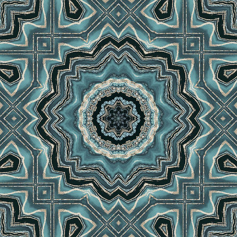 Gold Teal Tile II  Gold Ornate Wood Framed Art Print with Double Matting by Haase, Andrea