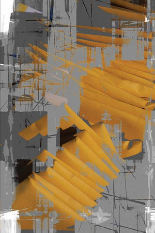 Yellow Slices White Modern Wood Framed Art Print with Double Matting by Stelfox, Norm