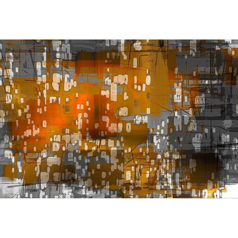 Windowed Abstract Black Modern Wood Framed Art Print by Stelfox, Norm