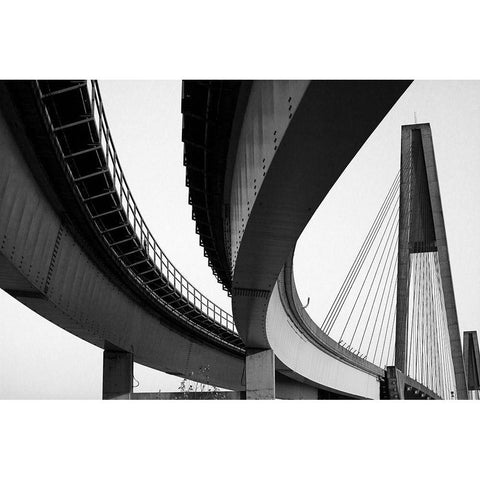Bridge Curve Black Modern Wood Framed Art Print with Double Matting by Stelfox, Norm