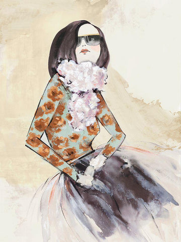 Fashion Lady I  Black Ornate Wood Framed Art Print with Double Matting by Jones, Eli