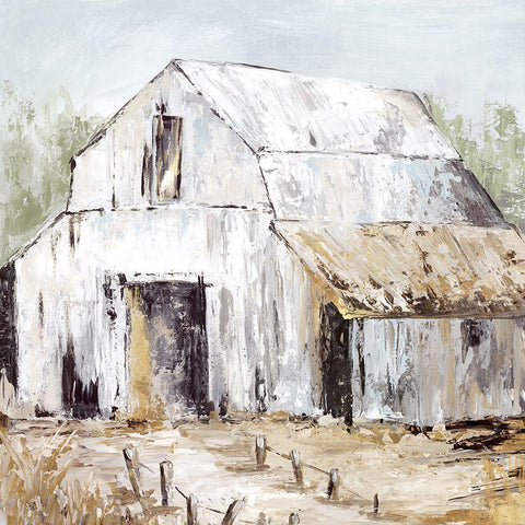 White Barn  Black Modern Wood Framed Art Print by Jones, Eli