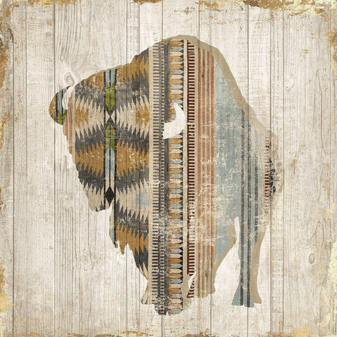 Navaho Bison I  White Modern Wood Framed Art Print by Jones, Eli