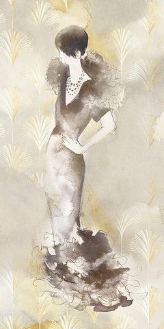 Art Deco Woman I  Black Ornate Wood Framed Art Print with Double Matting by Jones, Eli