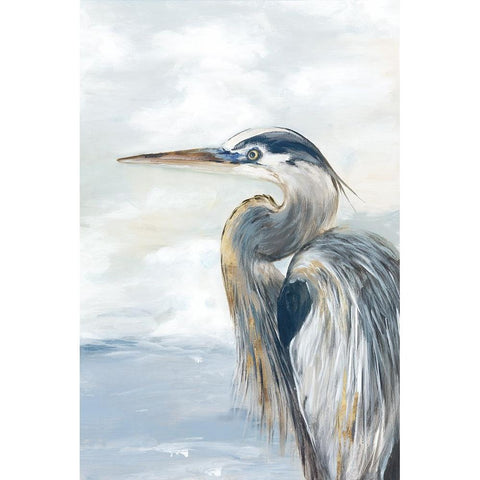 Morning Heron Black Modern Wood Framed Art Print by Jones, Eli