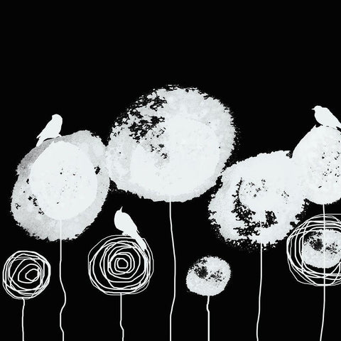 Black and White Flowers I Black Modern Wood Framed Art Print by Orlov, Irena