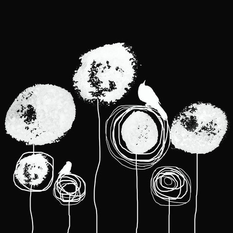 Black and White Flowers II Black Modern Wood Framed Art Print by Orlov, Irena