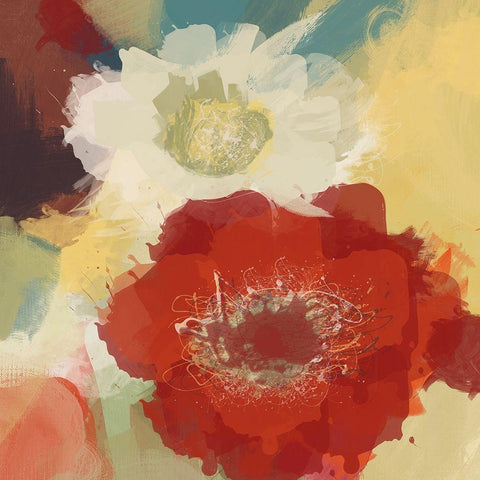 Blooming Flowers Black Modern Wood Framed Art Print by Orlov, Irena