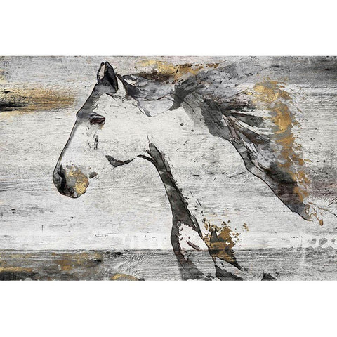 Running Bay Horse  White Modern Wood Framed Art Print by Orlov, Irena