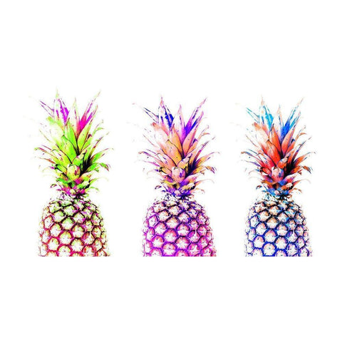 Colourful Pinapples I  White Modern Wood Framed Art Print by Orlov, Irena