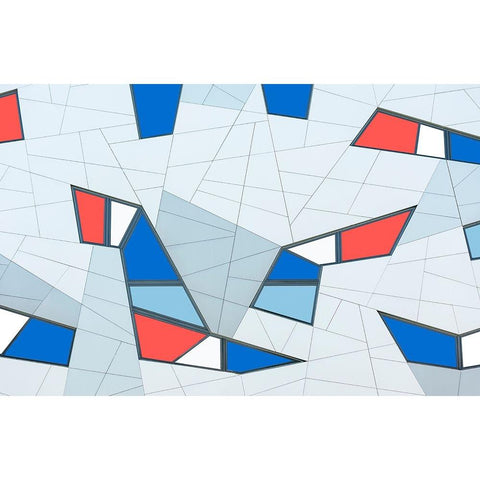 Van Son - Game of Lines and Shapes Black Modern Wood Framed Art Print with Double Matting by Son, Van