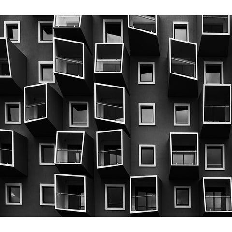 Mathiesen - Living in Boxes Black Modern Wood Framed Art Print with Double Matting by Mathiesen