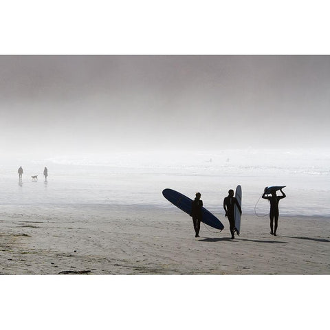 Erkmen - Surfing Time in a Foggy Day Black Modern Wood Framed Art Print with Double Matting by Erkmen