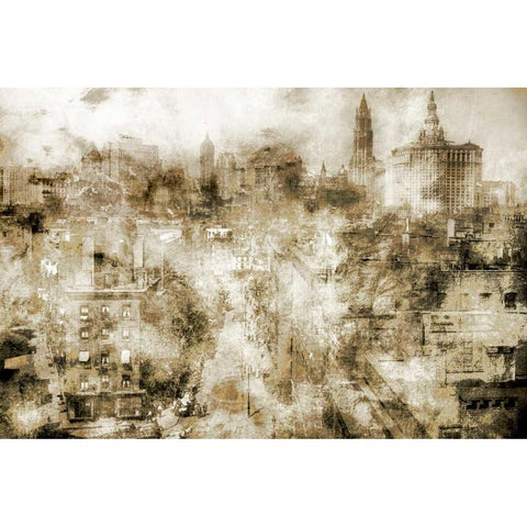 New York Street Black Modern Wood Framed Art Print with Double Matting by Roozbeh