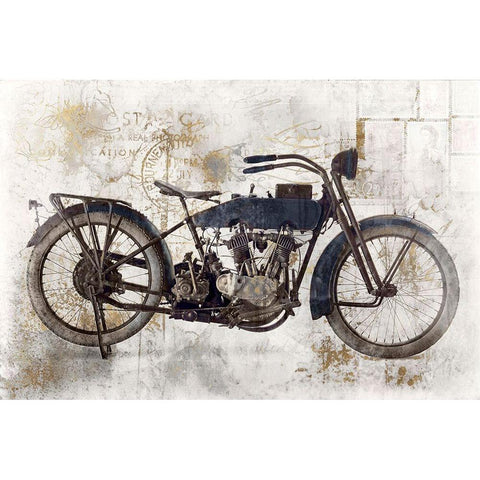 Navy Motocycle White Modern Wood Framed Art Print by Roozbeh